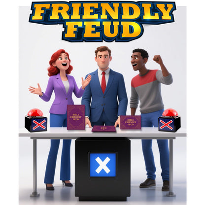 Bible Friendly Feud Game with 2 Buzzers Set, Bible Game Supplies Set, Church Feud Quiz, Games for Church Group - BISC006B