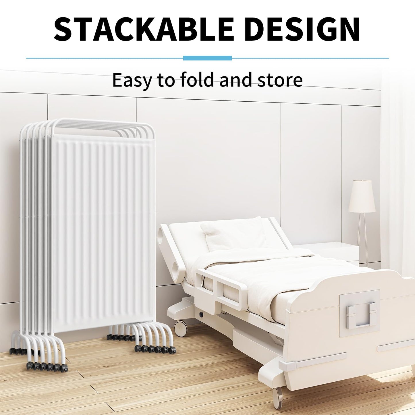 6FT Medical Privacy Screen with Wheels, Portable Medical Room Divider with Lockable Casters, Freestanding Room Partition Wall Divider for Hospitals Clinics Bedrooms Beauty Salon (1, White)