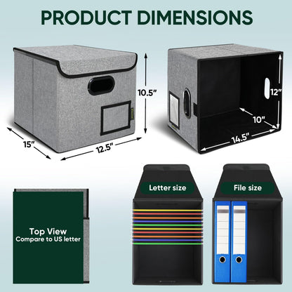 BALEINE File Organizer Box with Lid + Fireproof Document Bag with Lock