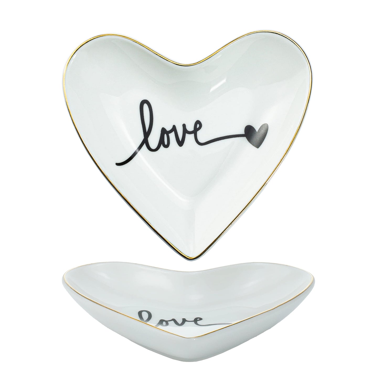CHOOLD Original Ceramic Heart Shape Ring Dish Holder Jewelry Tray Dish Trinket Holder Jewelry Holder Home Decor Dish Wedding Birthday Xmas Gift