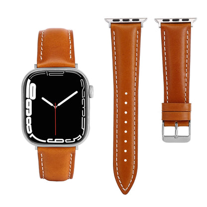 Vintage Full-Grain Genuine Leather Band Compatible with Apple Watch 42/44/45/46/49mm, Men Women Classic Business Dressy iWatch Strap for Series 11 10 9 8 7 6 5 4 Ultra SE 3 2 1, Brown