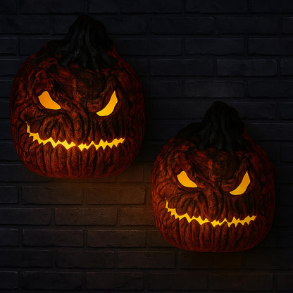 QSLWcos Pumpkin Light Covers 2 Pcs Halloween Porch Light Covers Scary Pumpkin Porch Lights Decorations for Outdoor Front Door