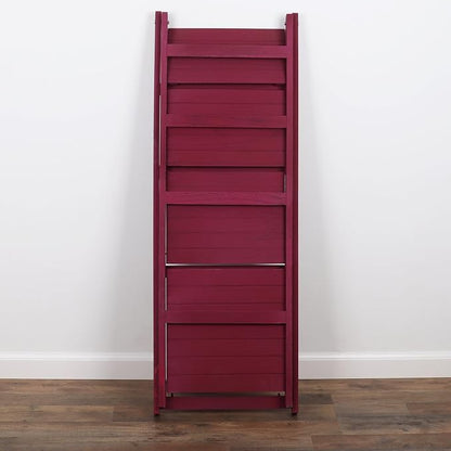 Distressed Ladder Shelf - Rustic Leaning Bookshelf for Home Decor (Raspberry)