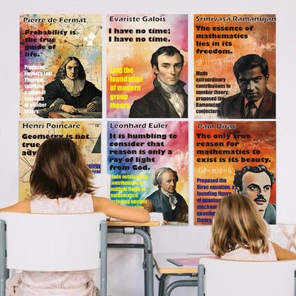 1step2dream Mathematician Posters Set | Math Classroom Decor, Middle School Math Posters, Engaging Science Classroom Decorations & Bulletin Board Kits - 11x14 Inch Motivational Wall Art for Math Enthusiasts