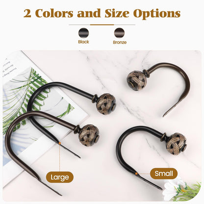 USFOOK 2 Pack Bronze Curtain Holdbacks, Decorative Window Drapery Tiebacks (2 Pack/1 Pair), Curtain Tie Back Hooks for Wall with Leaf Finials (3.95" L x 3.4" W)