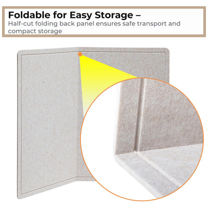 72 x 48 Inch Foldable Felt Bulletin Board (6 x 4 Ft) - Large Ivory Tan Pin Board for Boho Classroom Decor, Kids Playroom & Home Office - Self-Adhesive Sound Dampening Wall Panel