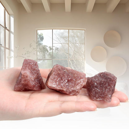 1.1lb Bulk Raw Red Strawberry Quartz Rough Crystal-Natural Red Strawberry Quartz Raw Stones Crystal for Tumbling, Cabbing, Decoration, Polishing, Wire Wrapping, Wicca & Reiki Crystal Healing