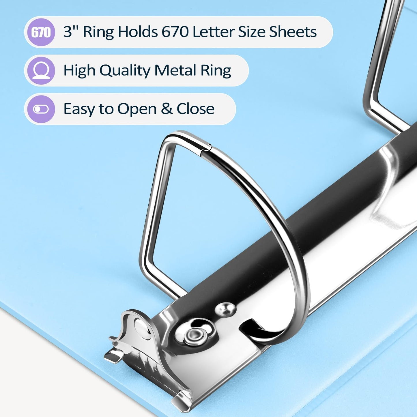 Sooez BinderX Extra Durable 3 Inch 3 Ring Binder, D-Ring Large Binder, Holds 670 Sheets of 8.5x11 Paper, Customizable View Cover with Inside Pocket, Heavy Duty 3 Ring Binder for School, Burgundy Red