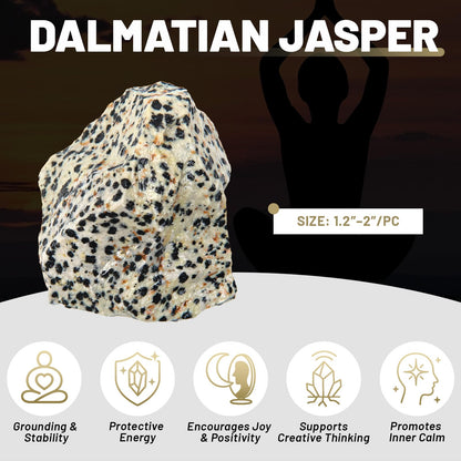 1.1lb Bulk Raw Dalmatian Jasper Rough Crystal-Natural Dalmatian Jasper Raw Stones Crystal for Tumbling, Cabbing, Fountain Rocks, Decoration, Polishing, Wire Wrapping, Wicca & Reiki Crystal Healing