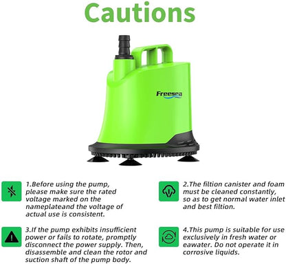 FREESEA Submersible Water Pump For Fountain: 700 GPH 40W Adjustable Small Sump Pump For Aquarium Pond Hydroponic