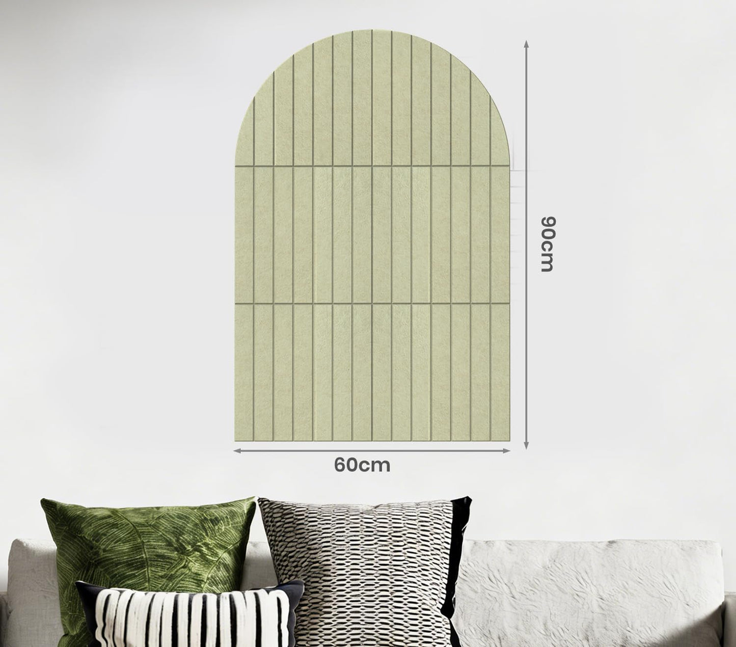 Large Arched Felt Bulletin Board 35" x 24",Cork Board Alternative - 6 Customized Felt Wall Tiles with Push Pins, Cork Boards for Walls Pin Board for Office & Home Panels - Sage Green