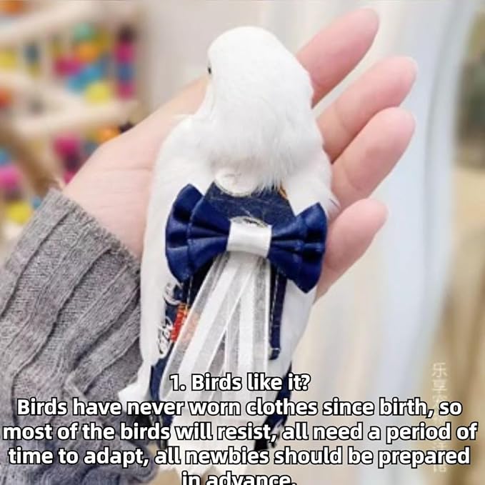 Bird Diaper Cockatiel Clothes Flight Suite, Reusable Parrot Nappy with Waterproof Inner Layer, Cute Pigeon Pants Urine Wet Suit Costume for Conure Macaw (Blue B,2XL)