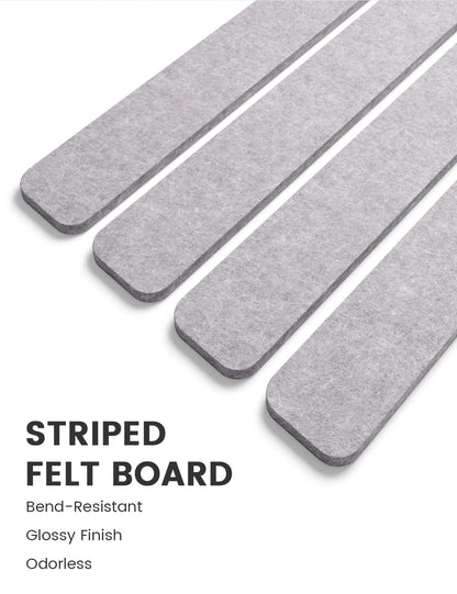 Fluxynara Cork Board Alternative Felt Strip Board 8-Pack 13"x2", Office Pin Board with 50 Push Pins, Adhesive Install for Bedroom Door & Home Office (Soft Gray)