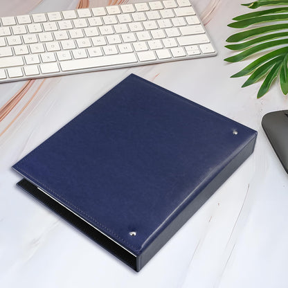 BYSTER A4 Business Card Book, PU Leather Organizer with 30 Pack Sleeves (600 Pockets), Business Card Binder for Credit Cards, Membership Cards, and More - Blue