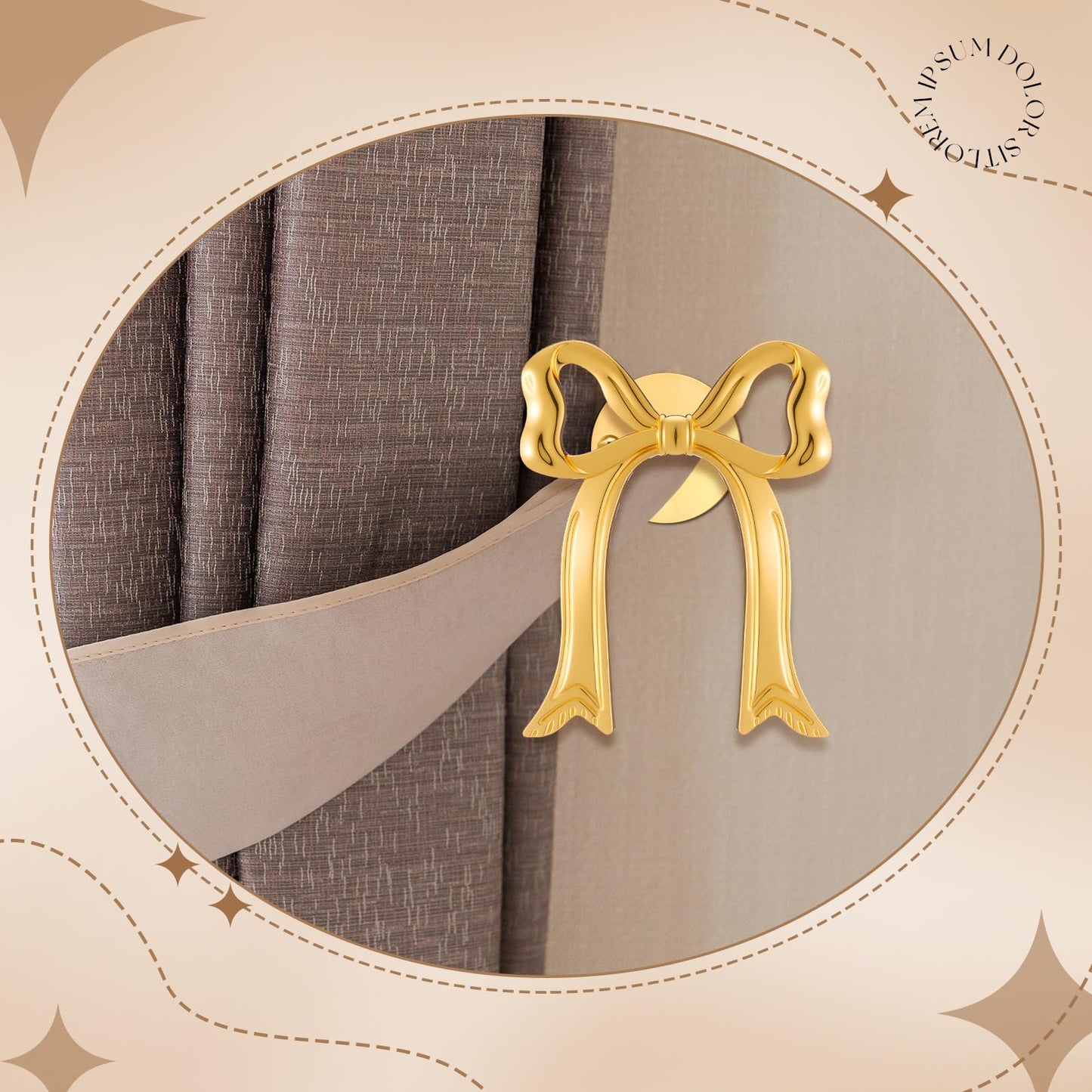 Blulu 2 Pcs Metal Bow Curtain Holdbacks Gold Wall Mounted Bow Curtain Hold Backs Curtains Modern Gold Holders for Living Room Bedroom Office Home