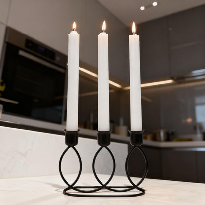 Black Candelabra Metal Candle Holders - 3 Arm Candlestick Holder for Theme Party Table Centerpiece Decoration Dining Room Birthday Holiday Christmas Thanksgiving Wedding