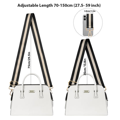 Muteffcase Purse Strap Replacement Crossbody, Wide Shoulder Bag Strap for Handbag, Tote Strap Adjustable (1.5 inch Gold - White/Black)