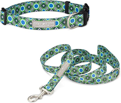 Lucky Love Dog - Easy Click Buckle Dog Collar with Leash Set Combo, Durable & Comfortable for Male & Female Dogs, Pet Collar for Large Dogs, Secure Fit - Leo Combo, Large