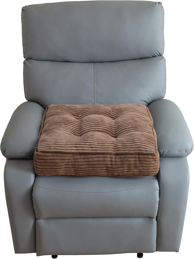 Tufted Corduroy Recliner Seat Cushion for Elderly, High Density Foam Large Square Seat Cushion for Recliner Chair, Floor Pillow, Office Chair, Car, No Pressure on Thighs, 20x20x4