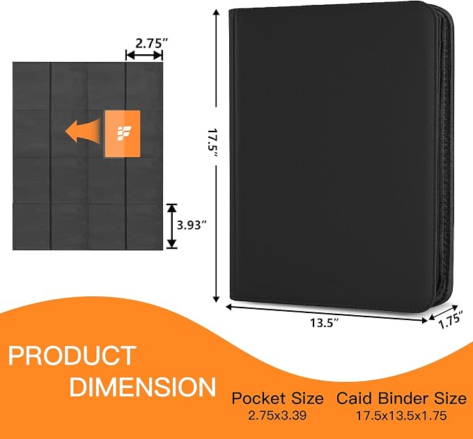 1000+ Pockets Trading Card Binder, 16 Pockets Trading Card Binder Ringless Side Loading Trading Card Album Folder for TCG,MTG,Sports Cards(bllack-1)