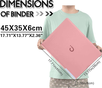 D DACCKIT Card Binder 16 Pocket - Fits 1024 Cards，4X4 Ringless Card Album with Sleeves for Trading Cards & Sports Cards（Model A，Light Pink）