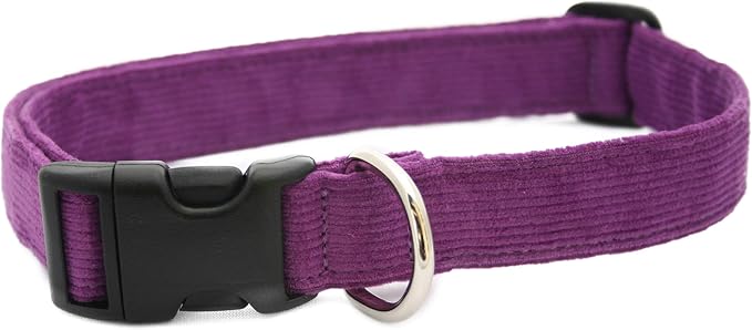 Hemp Corduroy Dog Collar - No Pattern (3/4" Medium, Plum)