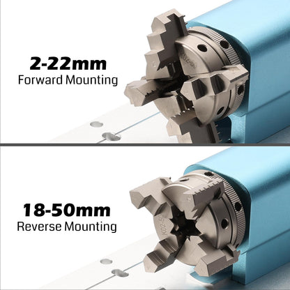 Genmitsu 4th Axis Rotary Module for 4040 and 3030 Series CNC Machines with Planetary Geared Stepper Motor, 4 Jaw Chuck, Clamped Range 10-200mm