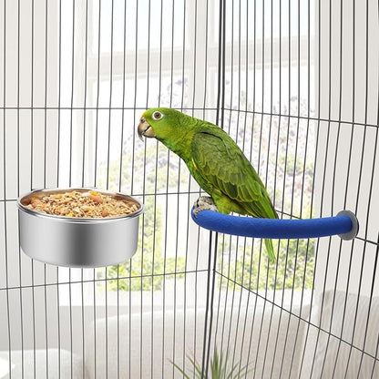 Wontee Pet Food Water Bowl with Clamp Holder Stainless Steel Feeding Cups Feeder for Dog Bird Parrot Cat Rabbit, 2 Packs (L)