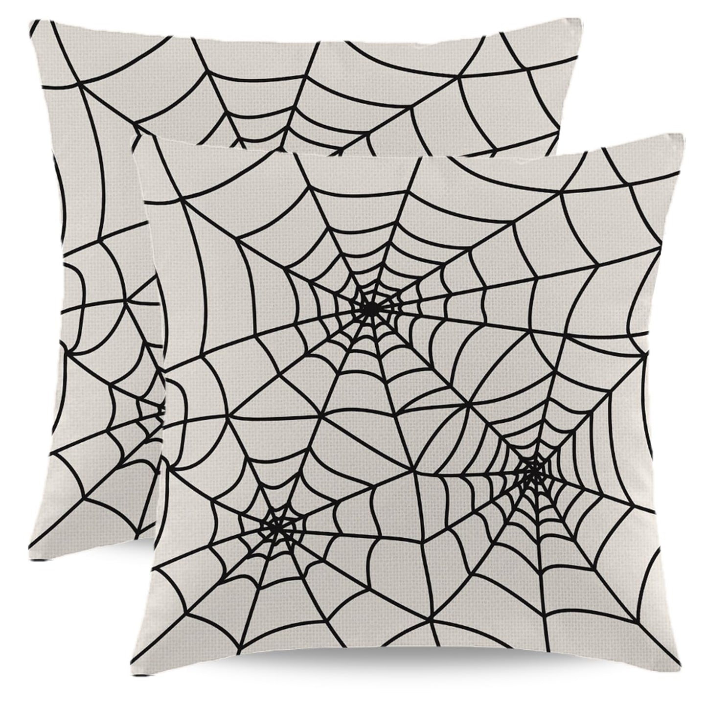 Wsunsal Halloween Pillow Covers 20x20 Inch Set of 2, White Spider Web Decor Throw Pillows Holiday Halloween Outdoor Decorative Pillows Square Linen Cushion Covers for Home Bed Couch Sofa