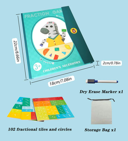 Magnetic Fraction Educational Puzzle Fraction Tiles and Circles, Equip Magnetic Score Disk Demonstrator,Math Manipulatives Enhance Early Primary School Students Mathematical Skills