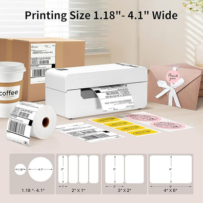 JADENS Bluetooth Thermal Label Printer, 4x6 Wireless Label Printer for Shipping Packages, Support Android, iOS, Mac OS, and Windows, Widely Used for Amazon, Ebay, Shopify, Etsy, USPS
