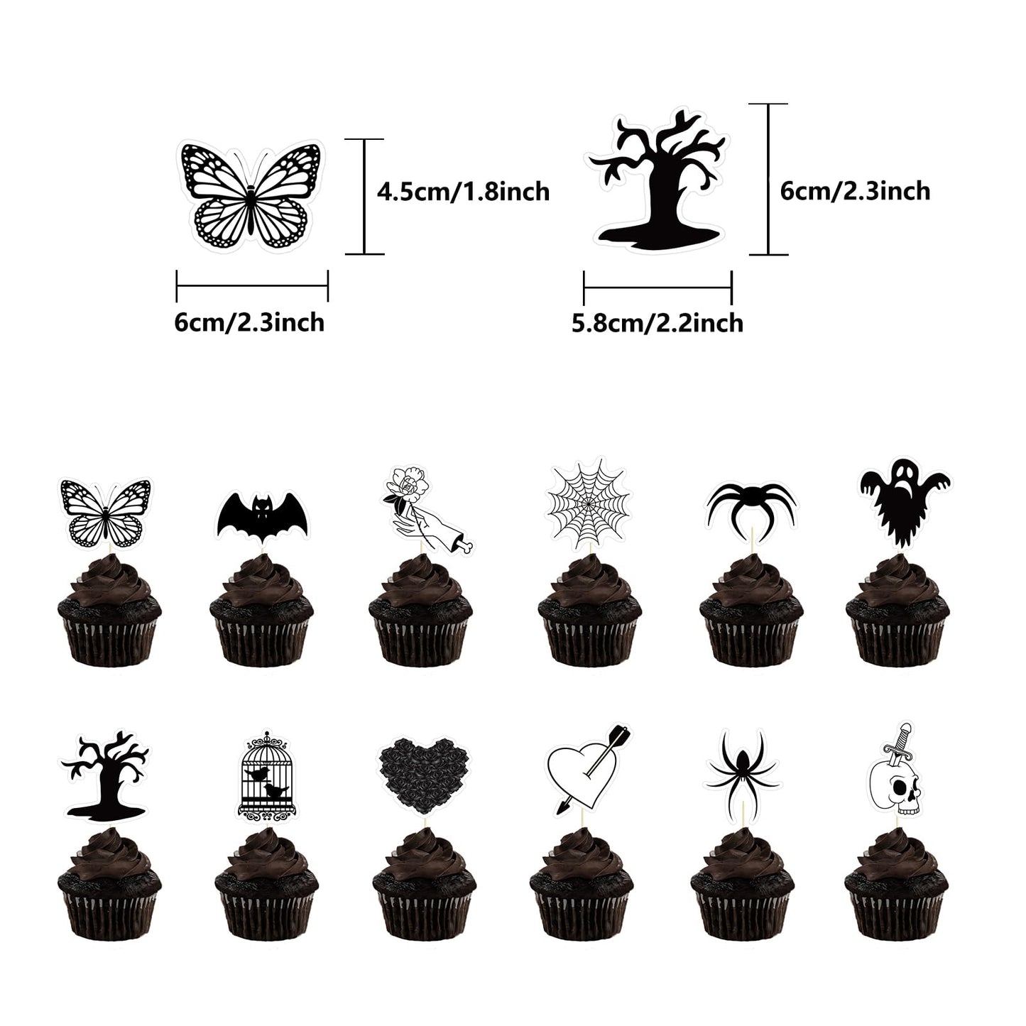 Gothic Black and Silver Horror Theme Birthday Party Supplies Funeral Decorations with Balloons Die Cut Skulls Hearts Ghosts Bats Spiders and Screaming Faces Halloween Party Supplies