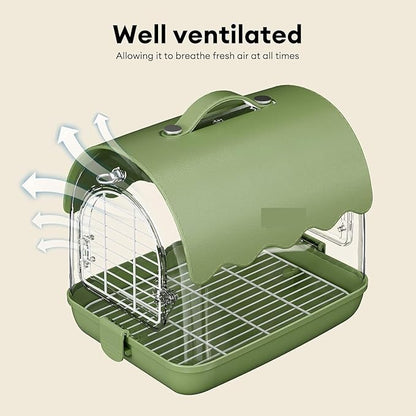 Bird Cage Bird Carrier Backpack with Perch, Transparent Travel Cage Bag with Shade Cover Visible Window for Parrots Budgie Home Decor(Green)