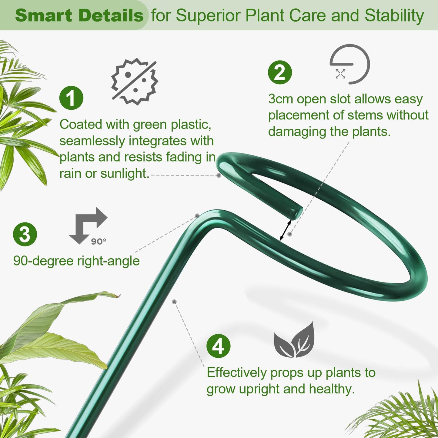 Fabulas 24 Pack Plant Support Stakes, 16 Inch Metal Garden Plant Stakes Single Stem Support Rings for Indoor Outdoor Amaryllis, Flowers Orchid, Lily, Peony, Rose, Tomato, Monstera, Narcissus