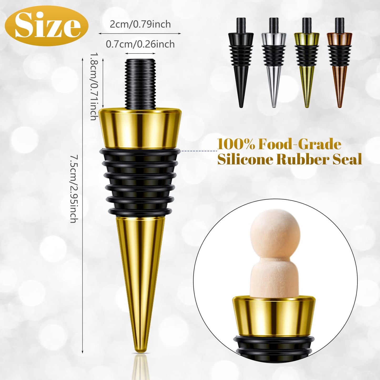 Honeydak 20 Pieces Wine Bottle Stopper Set Kit Blank Stainless Steel Wine and Beverage Reusable Decorative Bottle Corks Accessories Tapered Storage Craft Art DIY for Kitchen Bar Party Wedding Turning