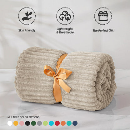 BEDELITE Fleece Throw Blanket for Couch – 3D Ribbed Jacquard Soft and Warm Decorative Fuzzy Blanket – Cozy, Fluffy, Plush Lightweight Linen Throw Blankets for Bed, Sofa, 50x60 inches
