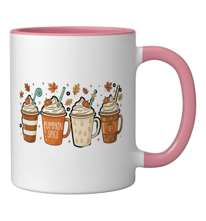 Halloween Pumpkin Spice Cups Fall Pumpkin Season Lat Ceramic Mug, Pink/White