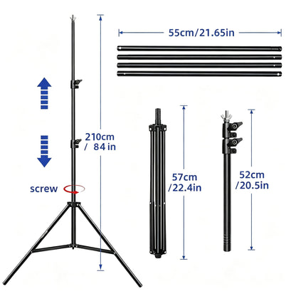 Backdrop Stand 10x7 FT, Adjustable Photography Background Stand for Parties, Photo Video Studio, Portable Photo Booth Kit with Carrying Bag, 6 Backdrop Clamps & 2 Stand Bags