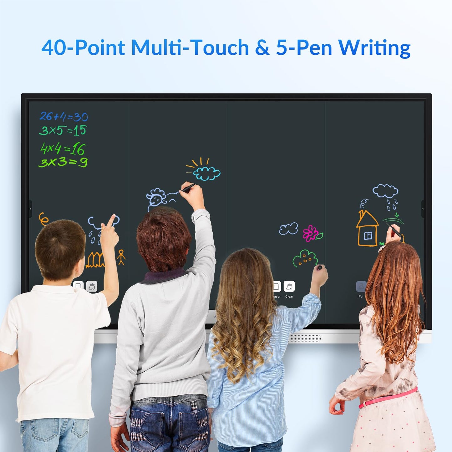 NEWORK 55 Inch 4K Smart Board - Google EDLA-Certified Interactive Whiteboard, Android 14 OS, 50-Point Touch, Wireless Casting - Digital Whiteboard for Classrooms & Hybrid Offices (Board Only)