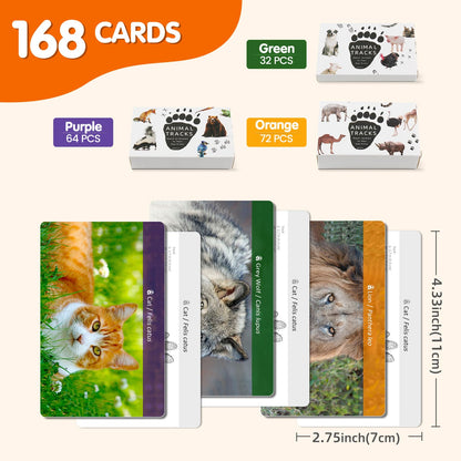 MEROCO Safari Animal Tracks Card Game, Farm Animal Flash Cards, Matching Game - Kids Science Learning Educational Toys for Homeschool, Preschool, Autism - 3 Years Old & Up