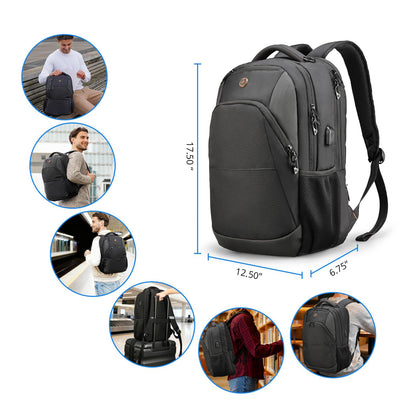 Swissdigital Design Travel Laptop Backpack, College Laptops Backpack with USB Charging Port for Men and Women Fits 16 Inch Notebook, Black | SD1670-01