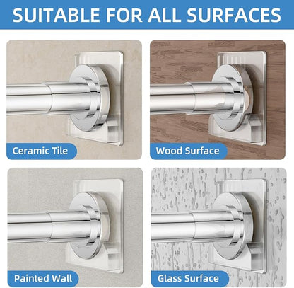 CorkLatta Chrome Shower Curtain Rod,1 Inch Diameter Stainless Steel Adjustable Spring Tension Rods 32 to 92",with Holders,Anti-Slip,Curtain Rods No Drilling(1 Pack)