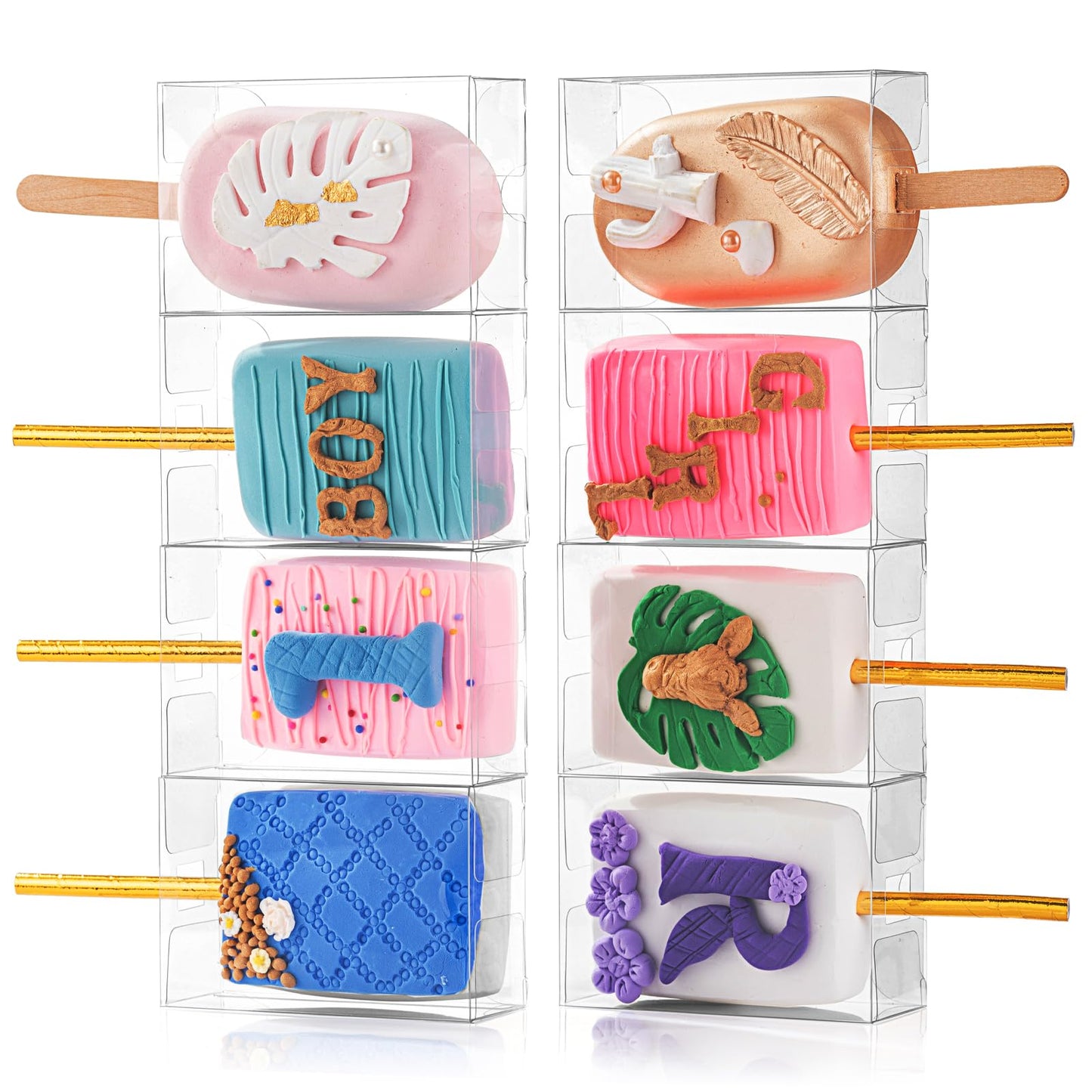 JCXGRVC 101PCS 3.5"x 2.4"x 1.38"Clear Rice Krispie Treat Boxes with Hole Cakesickle Boxes Small Macaron Box Candy Boxes Treat Boxes Party Favors Box