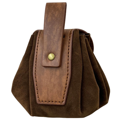 HiiFeuer Medieval Embossed Faux Leather Belt Pouch, Retro Renaissance Portable Belt Bag Coin Purse Dice Bag for LARP Ren Faire (Brown A)