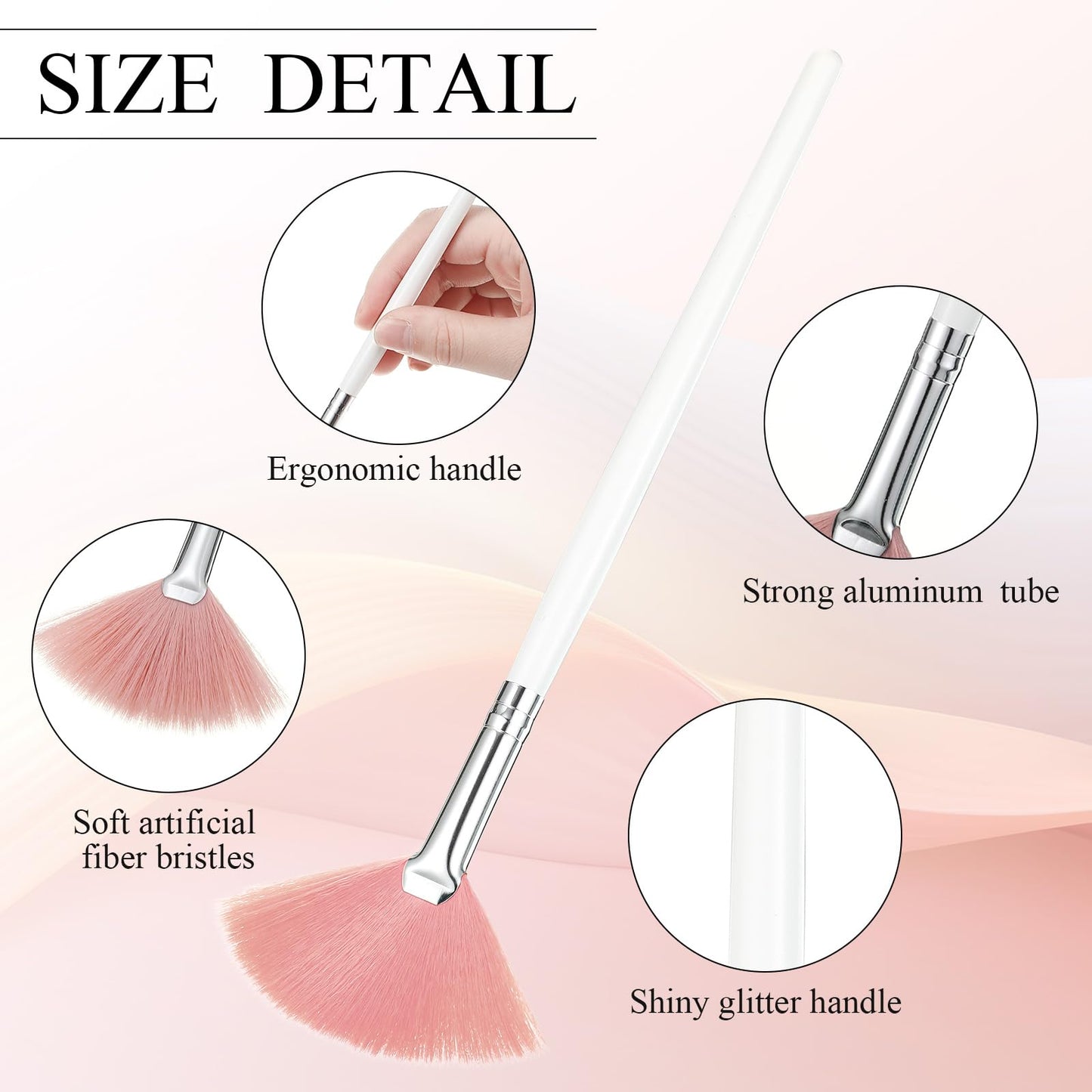9 Pieces Facial Fan Mask Brushes, Soft Facial Applicator Brushes Tools for Peel Glycolic Makeup for Mud Cream(Champagne)