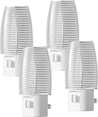DEWENWILS Plug in Night Light with Switch, Manual ON Off LED Nightlight for Kids, Nursery, Bedroom, Bathroom, Hallway, Stairways, Corridor, Garage, Warm White, 4 Pack