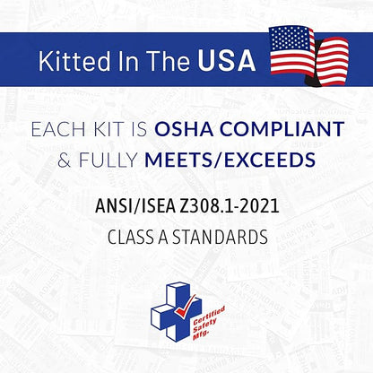 Certified Safety Mfg Class A 21 Plus - 138pc USA-Made ANSI & OSHA Compliant First Aid Kit - Emergency Medical Supplies for Minor Injuries - First Aid Kits for Businesses, Homes, & More