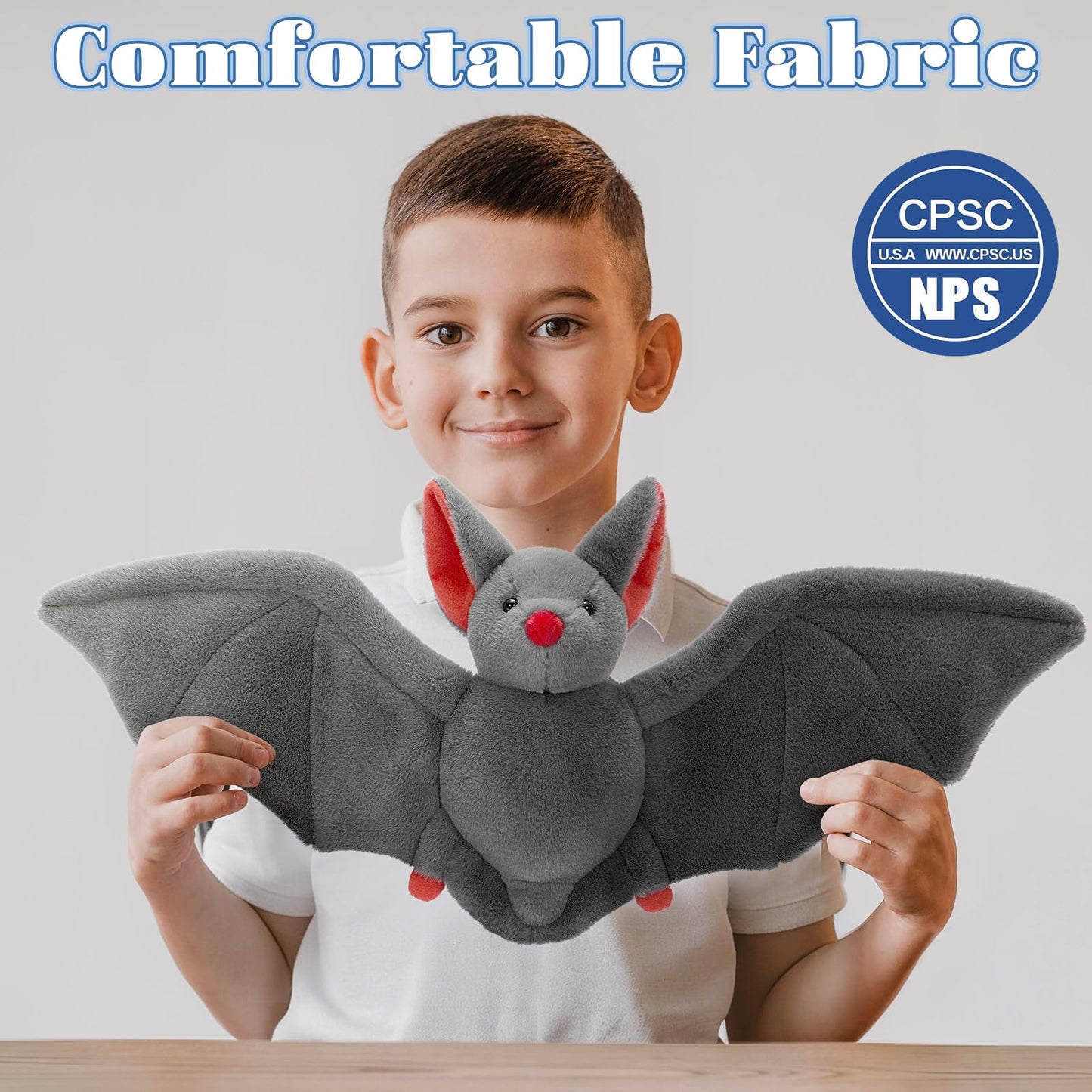 Tezituor 4 Pcs Large Bat Stuffed Animals Set, 22 Inch Realistic Big Stuffed Bat Plush Grow in the Dark for Party Decoration, Cute Bat Plush Bulk for Boys Girls
