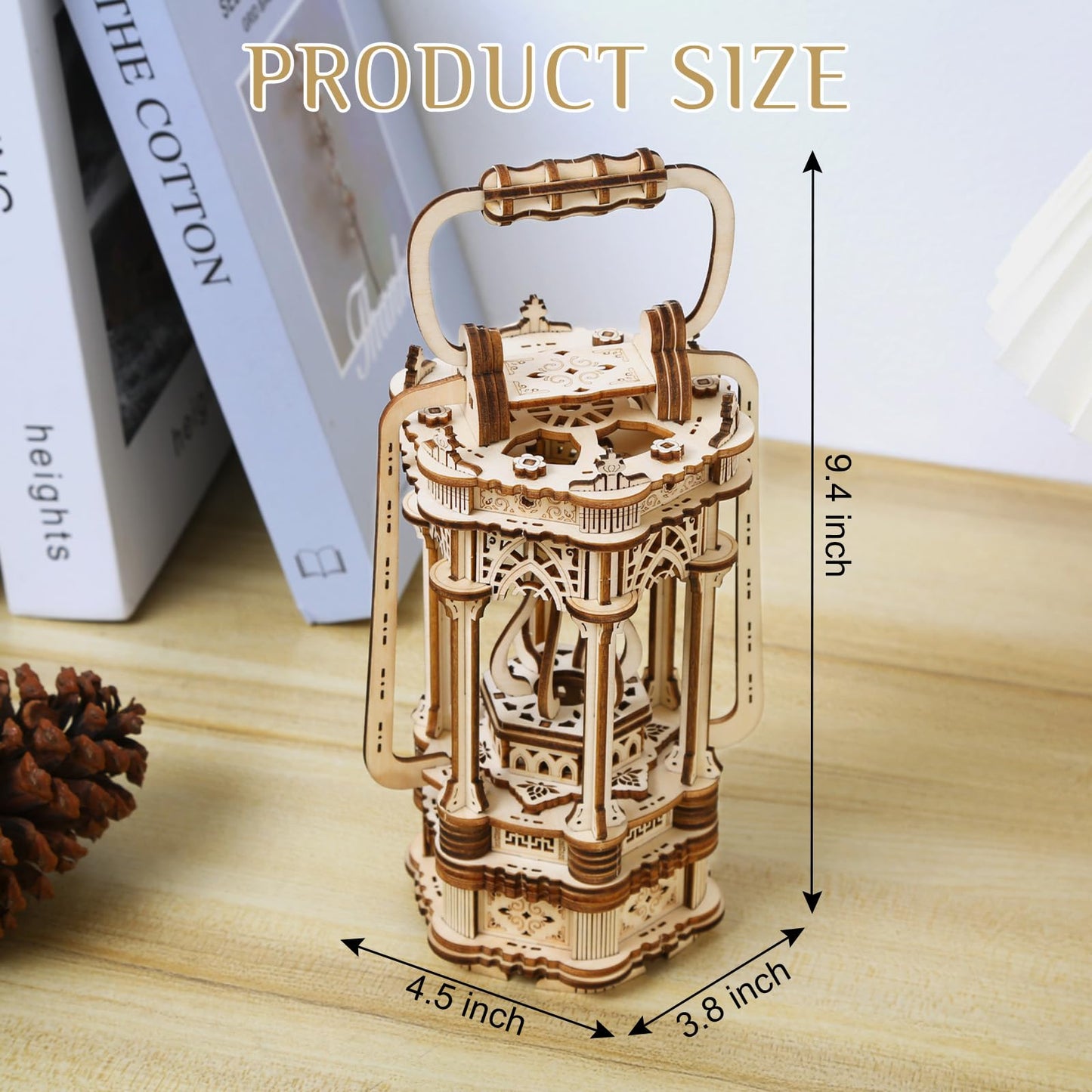 Foyucool 3D Wooden Puzzle for Adults, DIY Lantern Model Kit, Creative Assembly Model Building Kits to Build for Adults and Teens, DIY Assembly Puzzle, Woodcraft Kit for Christmas Day