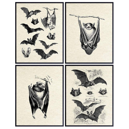 Bats Wall Decor - Bat Decorations - Bat Decor for Home - Creepy Gothic Wall Art - Goth Picture - Pagan Gifts - Gothic Artwork